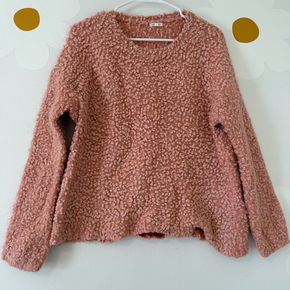 En Créme Pink Fuzzy Oversized Sweater